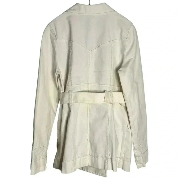 Free People Womens Double Breasted Belted trench White Cotton Size 10 - Picture 4 of 7